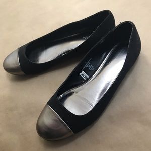 Merona Black Flats with Silver Toes